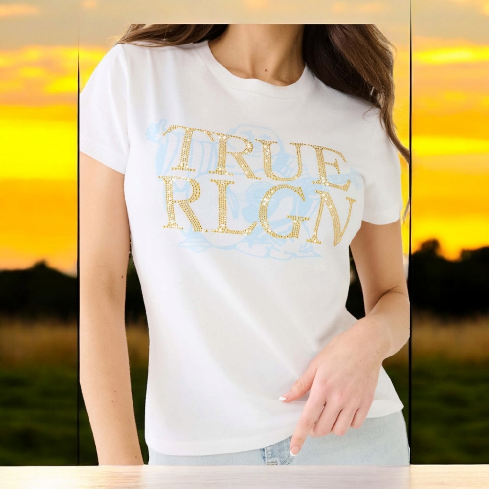 CRYSTAL TRUE RLGN TEE- WHITE SIZE  XXL